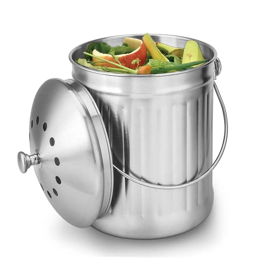Food Compost Bin, Stainless Steel Indoor Compost