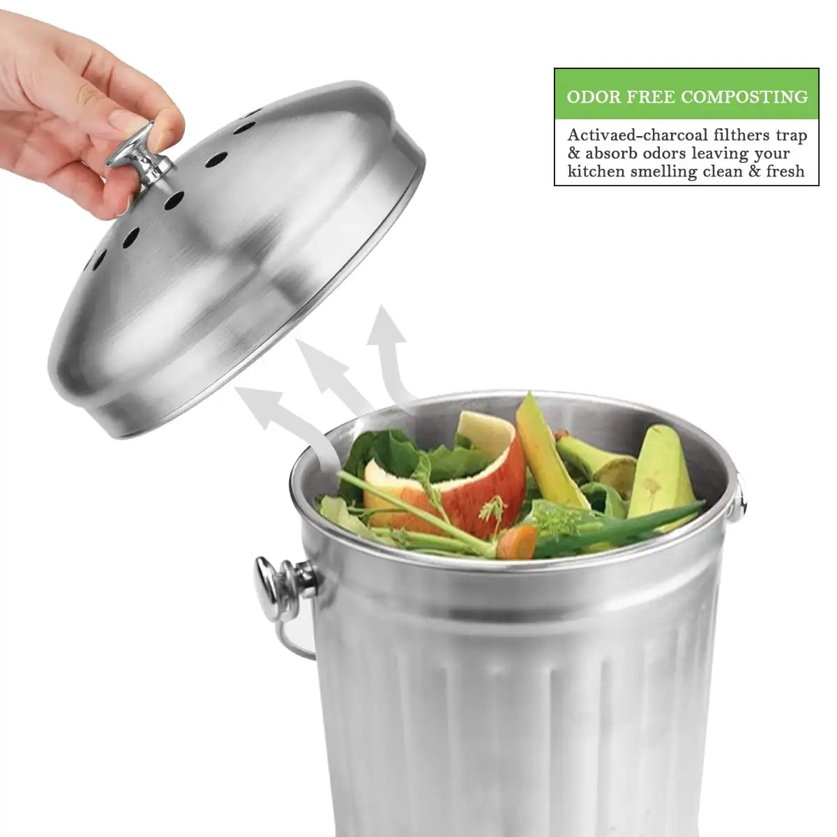 Food Compost Bin, Stainless Steel Indoor Compost